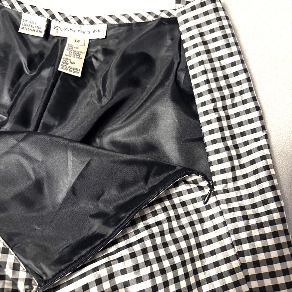 Evan-Picone Black & White Gingham Checkered Silk Pants Size 14 Womens High-Rise - Picture 4 of 7